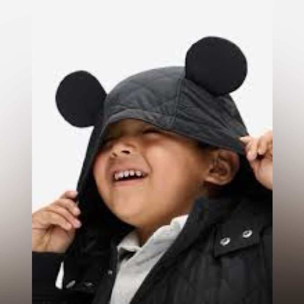 GAP Black Mickey Mouse Quilted Jacket
